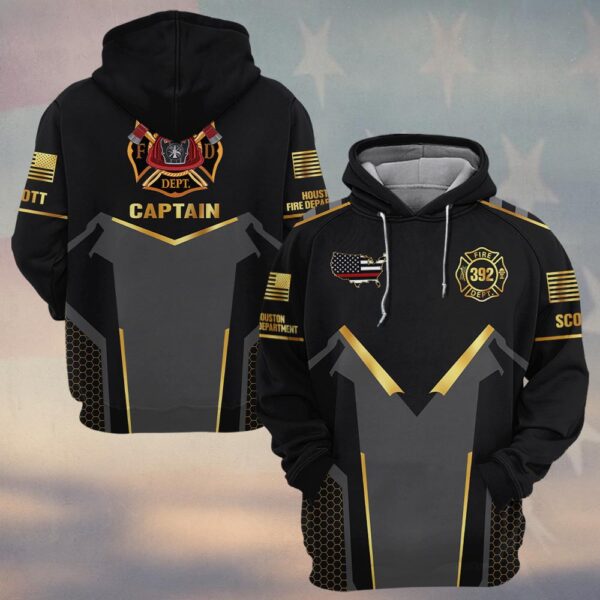 Custom Name & Numbers & Fire Dept & Role The Gold Shield Collection Firefighter #DQH0277 - Hoodie