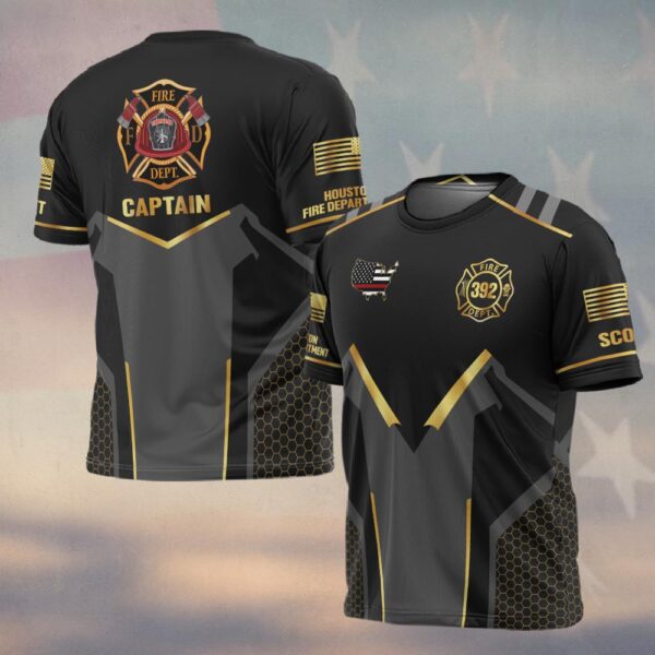 Custom Name & Numbers & Fire Dept & Role The Gold Shield Collection Firefighter #DQH0277 - T-shirt