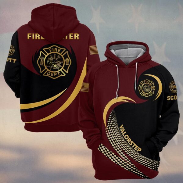 Custom Name & Number Line Of Valor Gold Edition Firefighter #DQH0279 - Hoodie