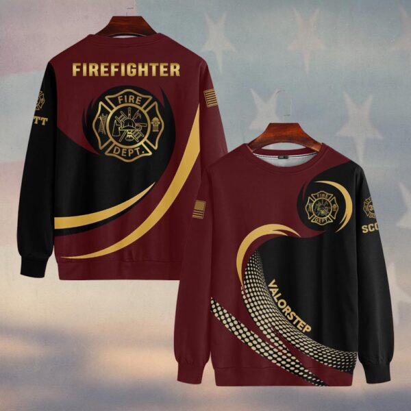 Custom Name & Number Line Of Valor Gold Edition Firefighter #DQH0279 - Sweatshirt