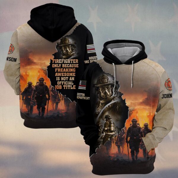 Custom Name & Fire Dept Freaking Awesome Firefighter #DQH0281 - Hoodie