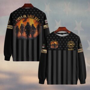 Custom Name, Number & Fire Dept First In – Last Out Shadow Honor Firefighter Jersey #DQH0286 - Sweatshirt