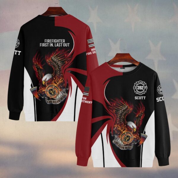 Custom Name, Number & Dept Patriotic Eagle Blaze – Split Red/Black #DQH0287 - Sweatshirt