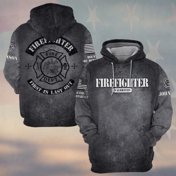 Custom Name & Fire Dept Grunge Maltese Cross #DQH0288 - Hoodie