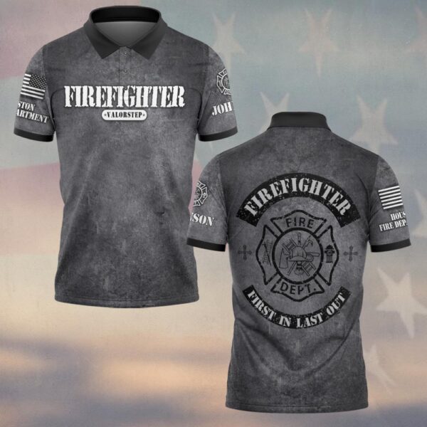 Custom Name & Fire Dept Grunge Maltese Cross #DQH0288 - Polo