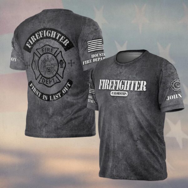 Custom Name & Fire Dept Grunge Maltese Cross #DQH0288 - T-shirt