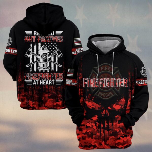 Custom Name & Fire Dept Retired Firefighter – Red Camo Honor Edition #DQH0289 - Hoodie