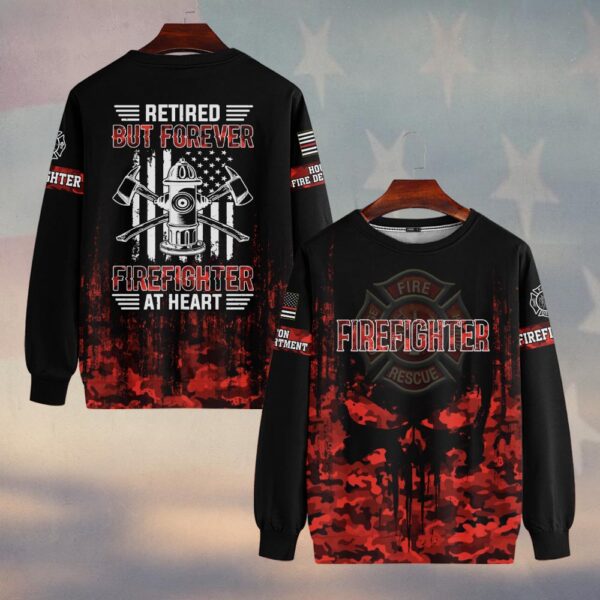 Custom Name & Fire Dept Retired Firefighter – Red Camo Honor Edition #DQH0289 - Sweatshirt