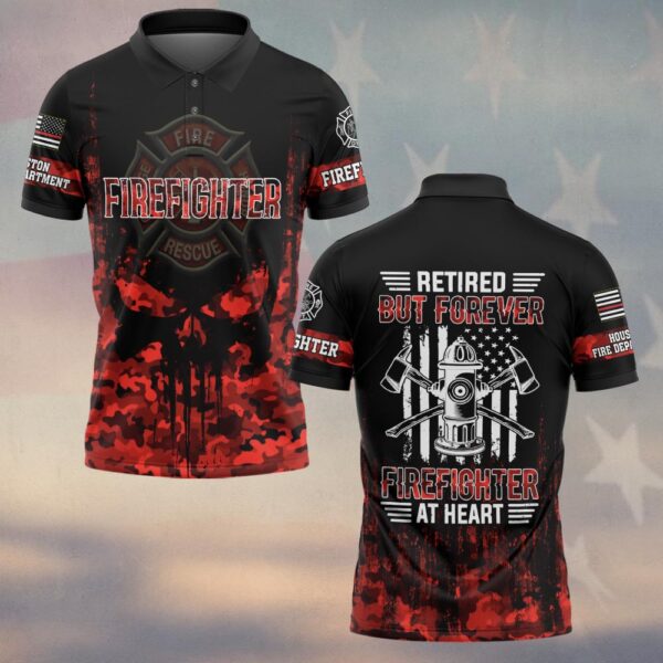 Custom Name & Fire Dept Retired Firefighter – Red Camo Honor Edition #DQH0289 - Polo