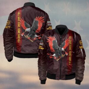 Custom Name & Number & Fire Department All Gave Some Eagle Tribute #DQH0293 - Bomber Jacket