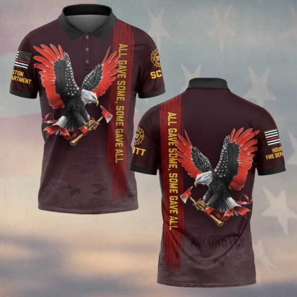 Custom Name & Number & Fire Department All Gave Some Eagle Tribute #DQH0293 - Polo