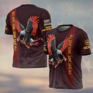 Custom Name & Number & Fire Department All Gave Some Eagle Tribute #DQH0293 - T-shirt