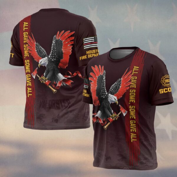 Custom Name & Number & Fire Department All Gave Some Eagle Tribute #DQH0293 - T-shirt