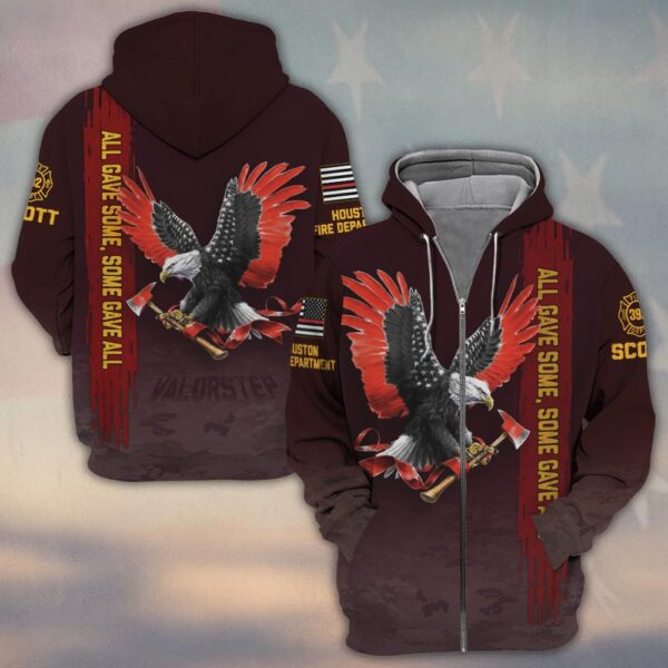 Custom Name & Number & Fire Department All Gave Some Eagle Tribute #DQH0293 - Zip Hoodie