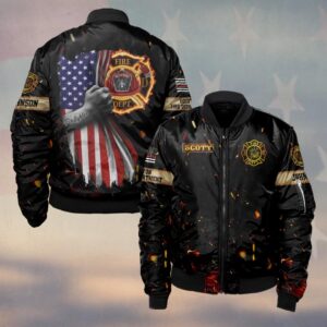 Custom Name & Fire Department Grip Of Courage #DQH0294 - Bomber Jacket