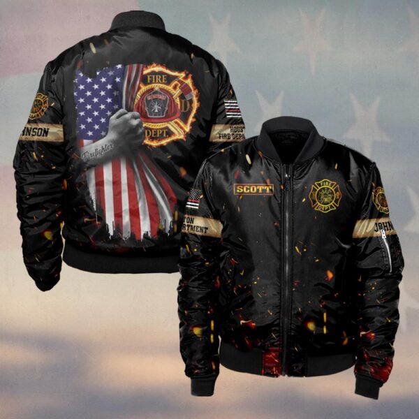 Custom Name & Fire Department Grip Of Courage #DQH0294 - Bomber Jacket