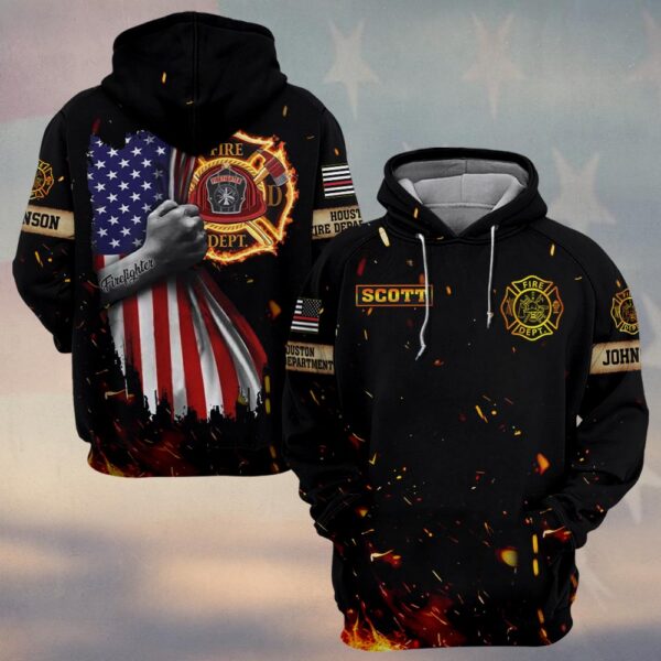Custom Name & Fire Department Grip Of Courage #DQH0294 - Hoodie