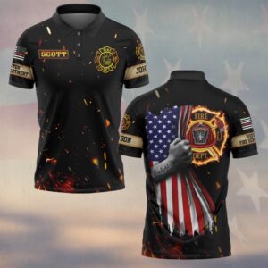 Custom Name & Fire Department Grip Of Courage #DQH0294 - Polo