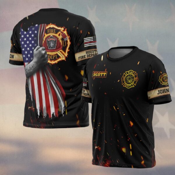 Custom Name & Fire Department Grip Of Courage #DQH0294 - T-shirt