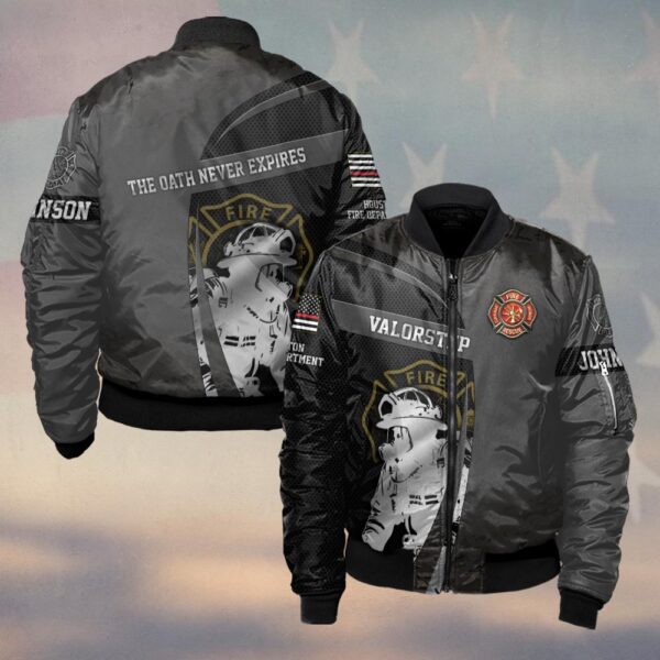 Custom Name & Fire Department The Oath Never Expires Firefighter #DQH0296 - Bomber Jacket