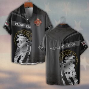 Custom Name & Fire Department The Oath Never Expires Firefighter #DQH0296 - Short Sleeve Button Shirt