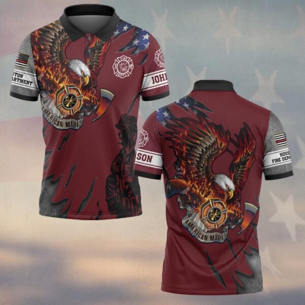 Custom Name & Fire Department Born American, Forged in Fire #DQH0297 - Polo