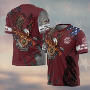 Custom Name & Fire Department Born American, Forged in Fire #DQH0297 - T-shirt