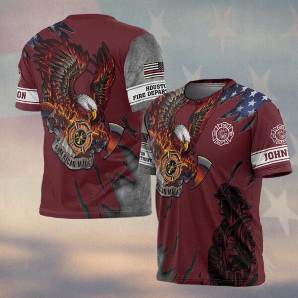 Custom Name & Fire Department Born American, Forged in Fire #DQH0297 - T-shirt