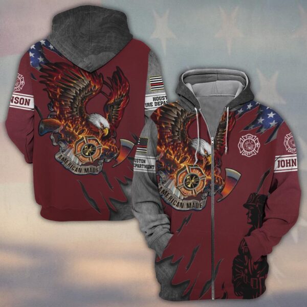 Custom Name & Fire Department Born American, Forged in Fire #DQH0297 - Zip Hoodie