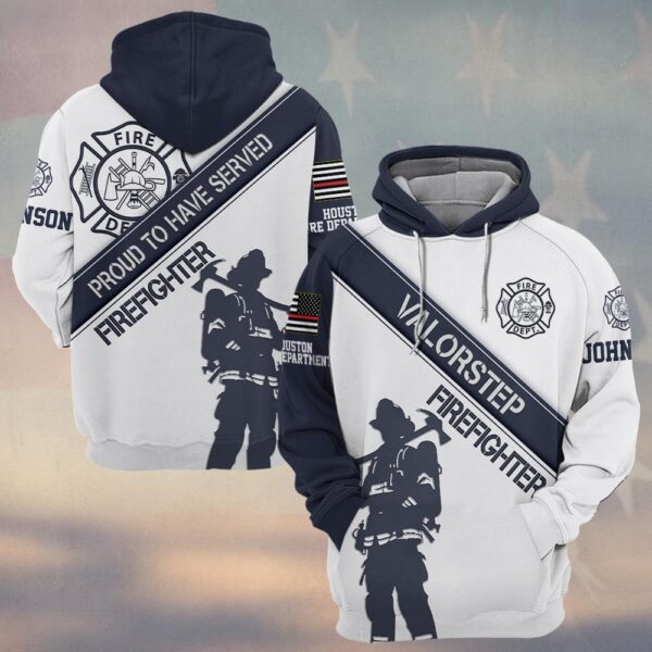 Custom  Name & Fire Department Proud To Have Serve Firefighter #DQH0298 - Hoodie