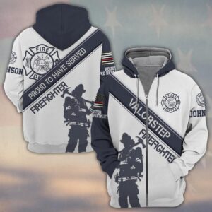 Custom  Name & Fire Department Proud To Have Serve Firefighter #DQH0298 - Zip Hoodie