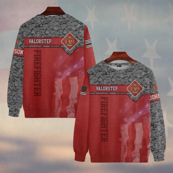 Custom Name Red Line Camo Firefighter #DQH0299 - Sweatshirt