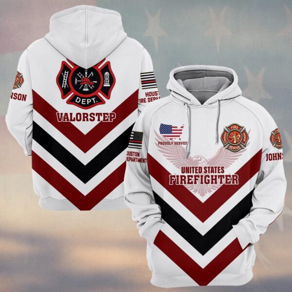 Custom Name & Fire Department Proudly Served Valorstep Firefighter #DQH0351 - Hoodie