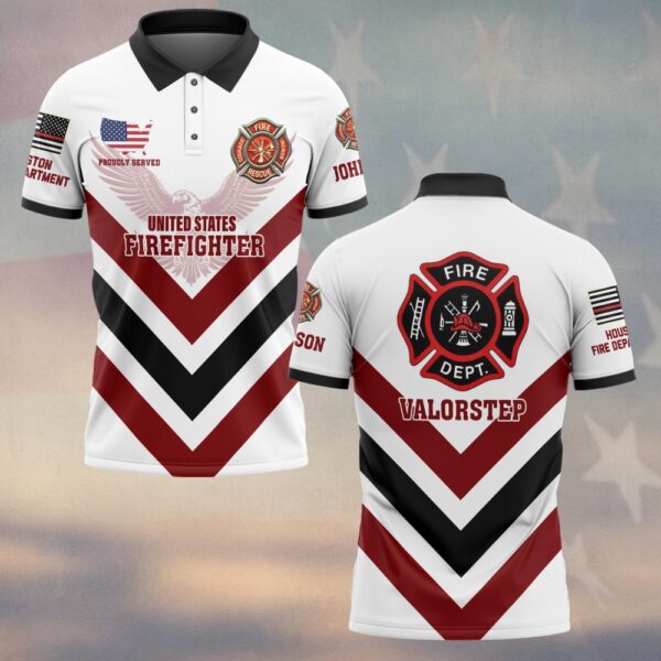 Custom Name & Fire Department Proudly Served Valorstep Firefighter #DQH0351 - Polo