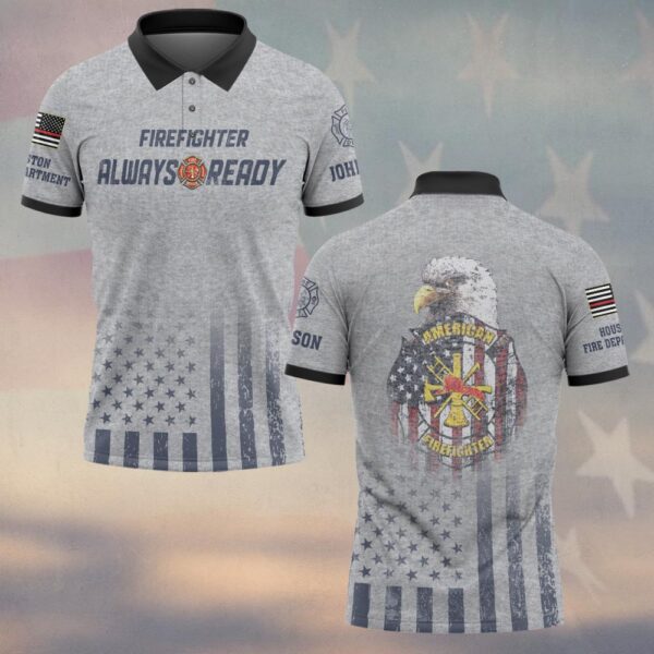 Custom Name & Fire Department American Firefighter Always Ready Eagle Edition #DQH0352 - Polo