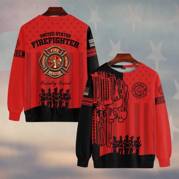 Custom Name & Fire Department Proudly Served Firefighter Red Edition #DQH0355 - Sweatshirt