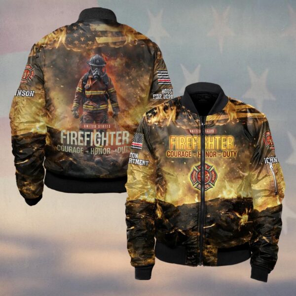 Custom Name & Fire Department Firefighter – Hell’s Not My Home #DQH0358 - Bomber Jacket