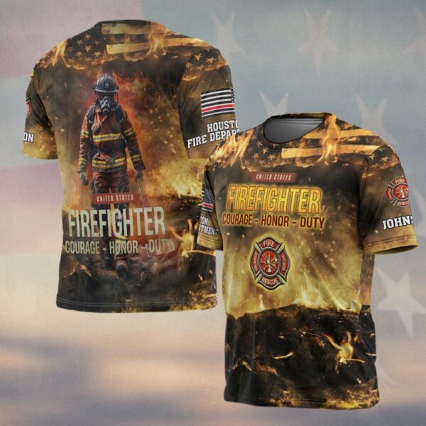 Custom Name & Fire Department Firefighter – Hell’s Not My Home #DQH0358 - T-shirt