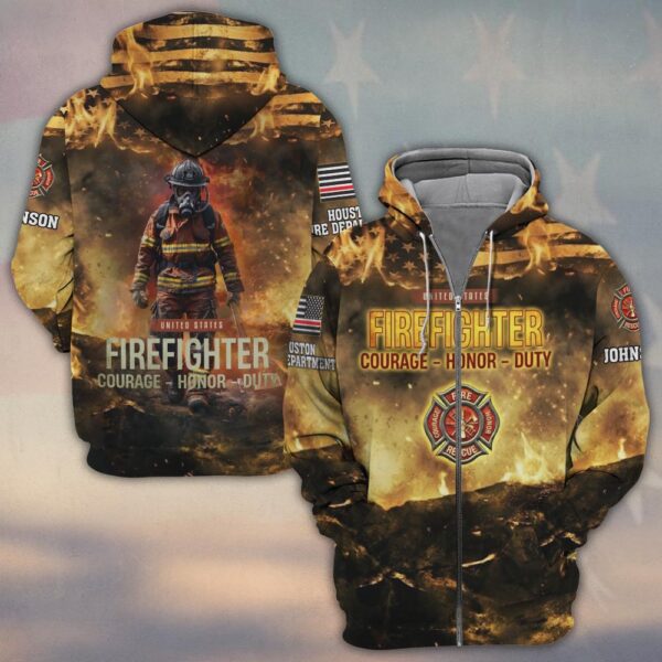 Custom Name & Fire Department Firefighter – Hell’s Not My Home #DQH0358 - Zip Hoodie