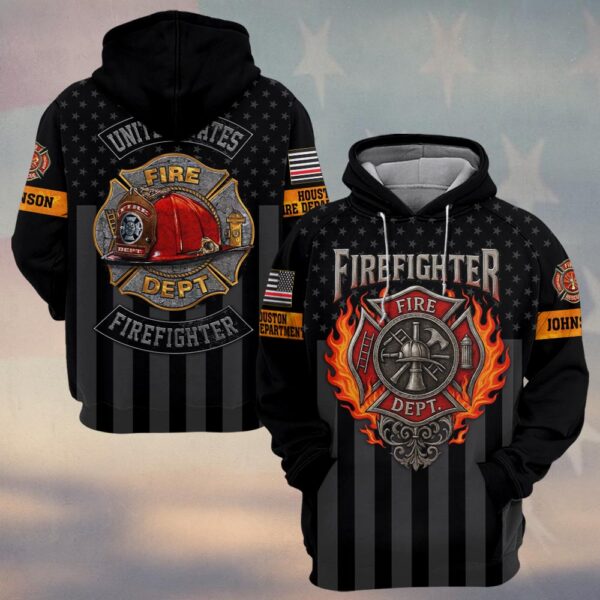 Custom Name & Fire Department Firefighter Legacy Flame #DQH0359 - Hoodie