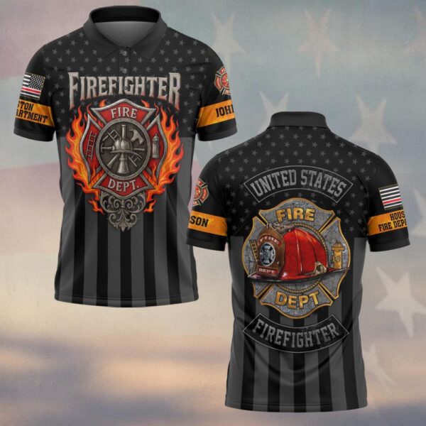 Custom Name & Fire Department Firefighter Legacy Flame #DQH0359 - Polo