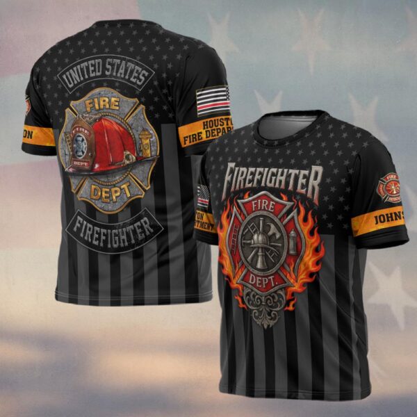 Custom Name & Fire Department Firefighter Legacy Flame #DQH0359 - T-shirt