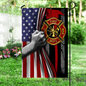 Firefighter Red Line of Courage Garden Flag #DQH0363