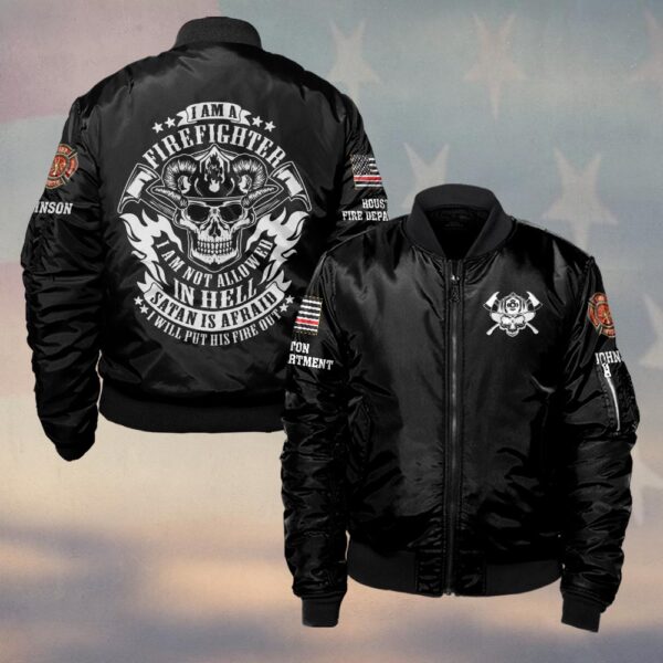 Custom Name & Fire Department Firefighter – Hell’s Not My Home #DQH0369 - Bomber Jacket