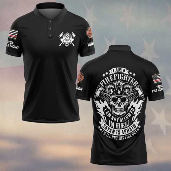 Custom Name & Fire Department Firefighter – Hell’s Not My Home #DQH0369 - Polo