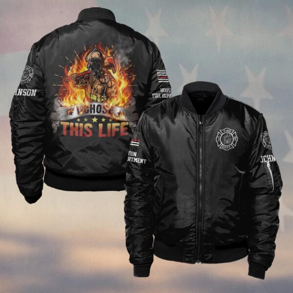 Custom Name & Fire Department I Chose This Life – Born to Face the Flames #DQH0370 - Bomber Jacket