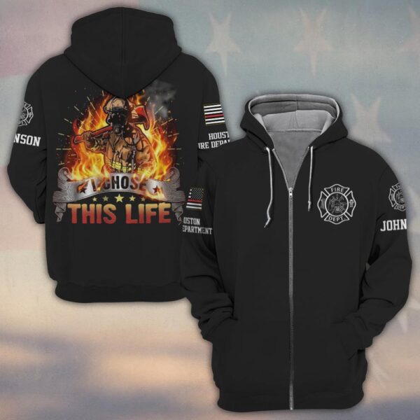 Custom Name & Fire Department I Chose This Life – Born to Face the Flames #DQH0370 - Zip Hoodie