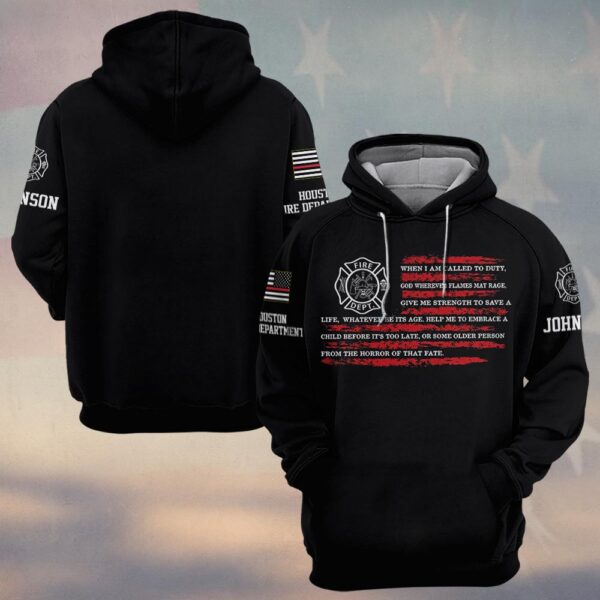 Custom Name & Fire Department When I Am Called To Duty Firefighter Prayer #DQH0377 - Hoodie