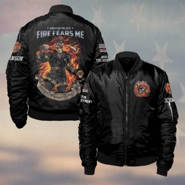 Custom Name & Fire Department Fire Fears Me #DQH0378 - Bomber Jacket