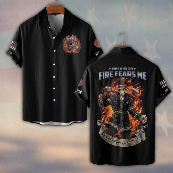 Custom Name & Fire Department Fire Fears Me #DQH0378 - Short Sleeve Button Shirt